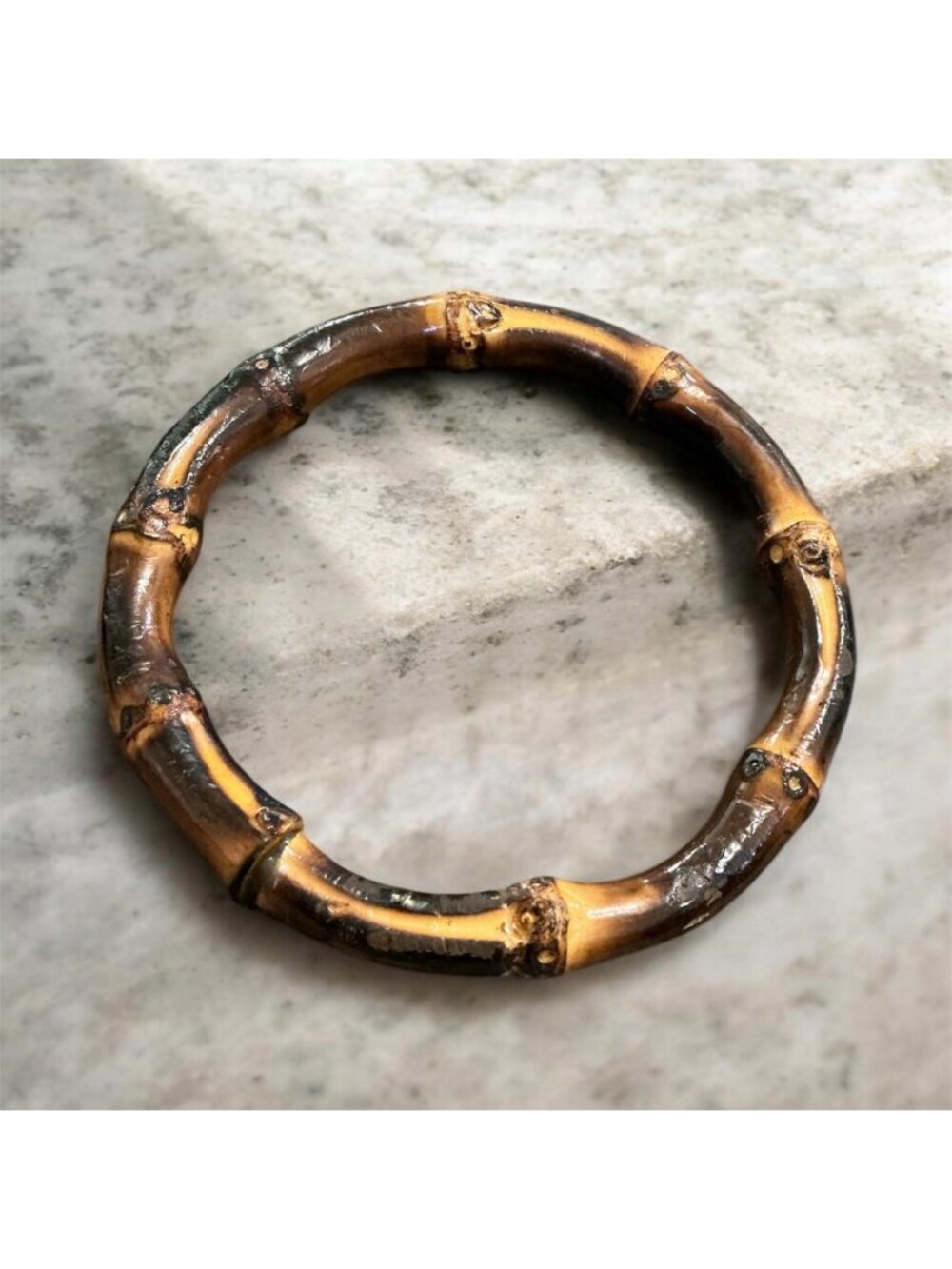 Vintage Bamboo Bangle Bracelet 2.75 Inches Natural Handcrafted Boho Jewelry Uniq